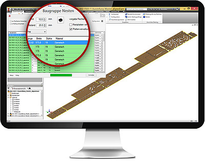 Erweiterung Simple-Nesting für CAD-Software - Screenshot des Moduls